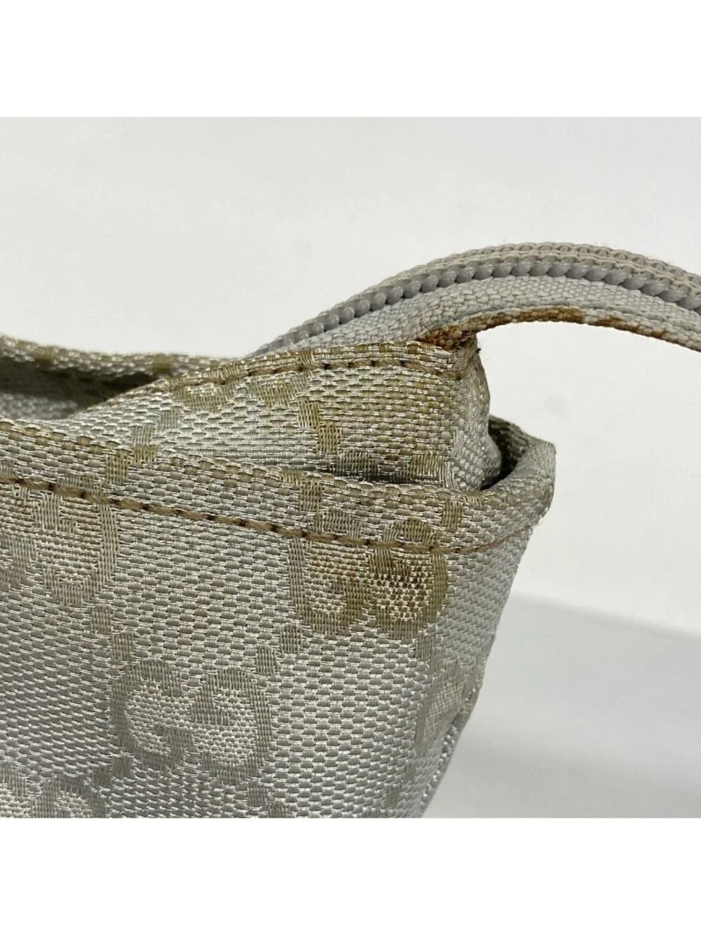 Gucci Handbag GG Canvas Nylon Silver
